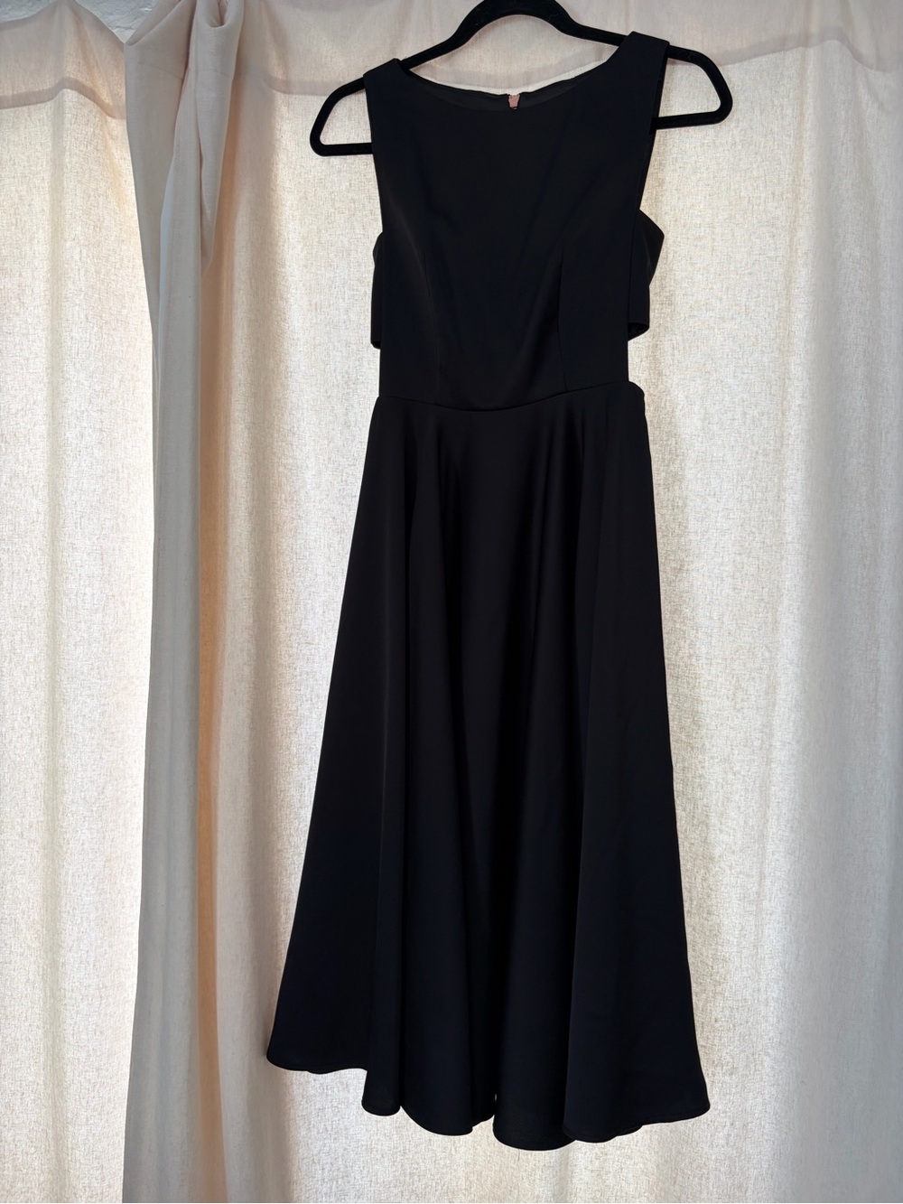 Ted Baker London Black Sleeveless Midi Dress with Flared Skirt